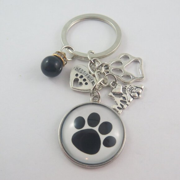 Paw Print Keychain Dog Lover Gift for Her Pet Owner Bag Accessory Animal Lover - Picture 3 of 4